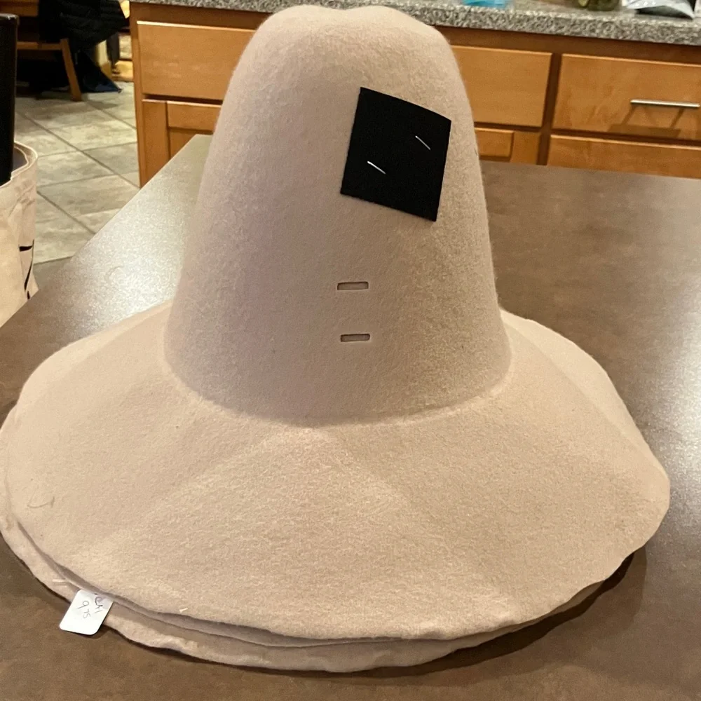 4 Tan Felt Costume Hats with air vent 11” high 15” wide